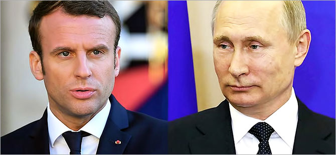 Macron Putin'i Versailles Sarayı'nda ağırlıyor